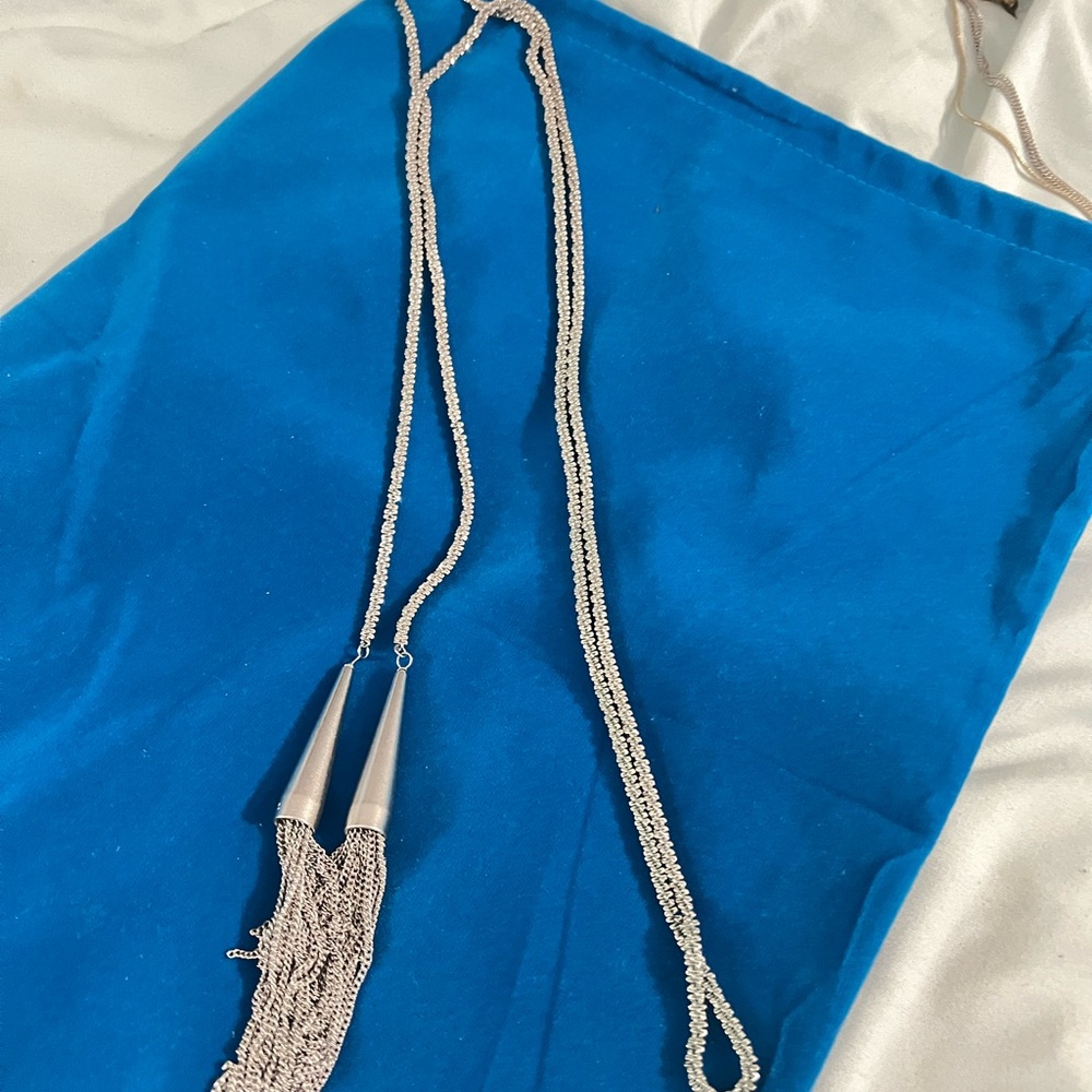 Silver Kendra Scott Phara Tassel Lariat Necklace